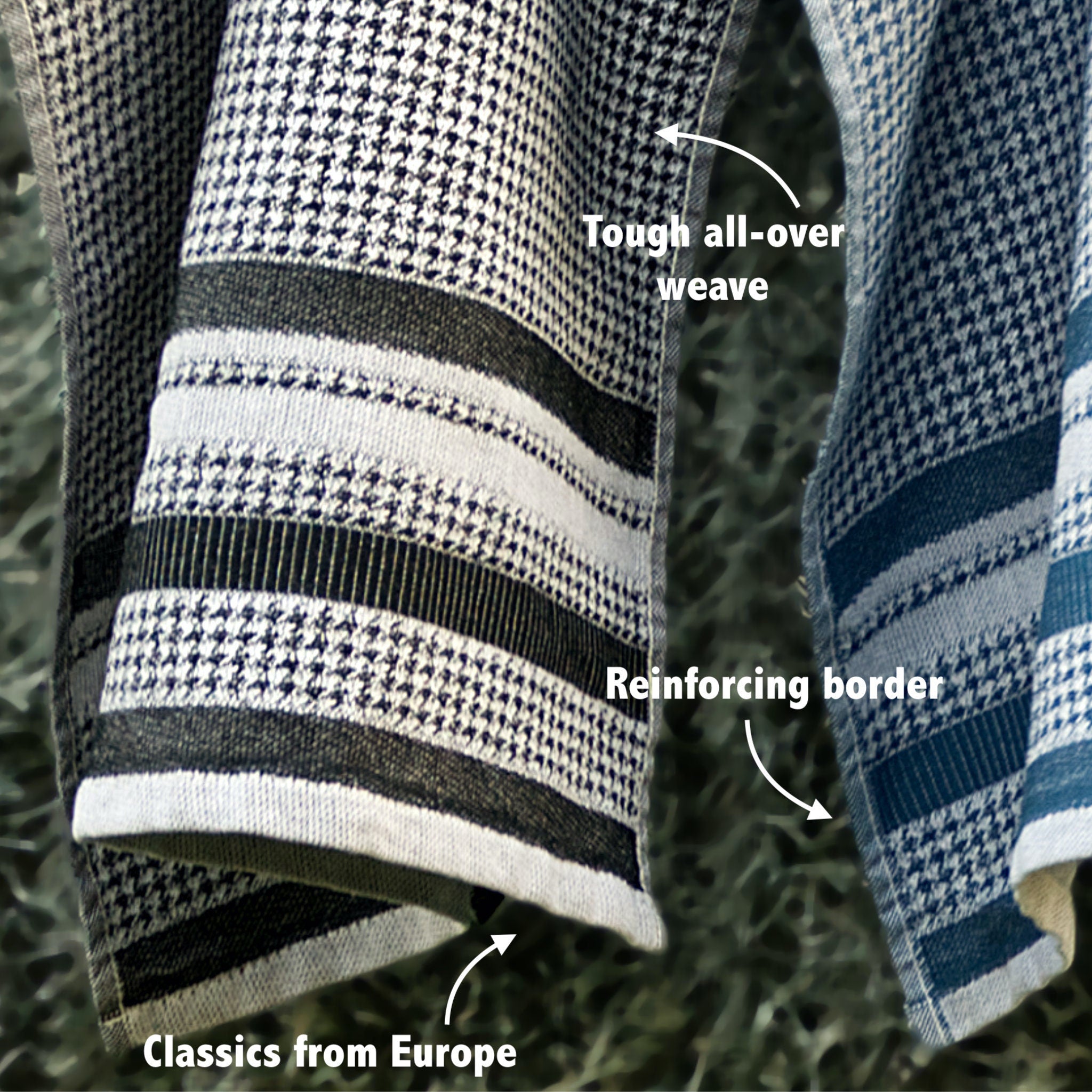 Houndstooth Flat Terry Jacquard Tea Towels-Set/ 2