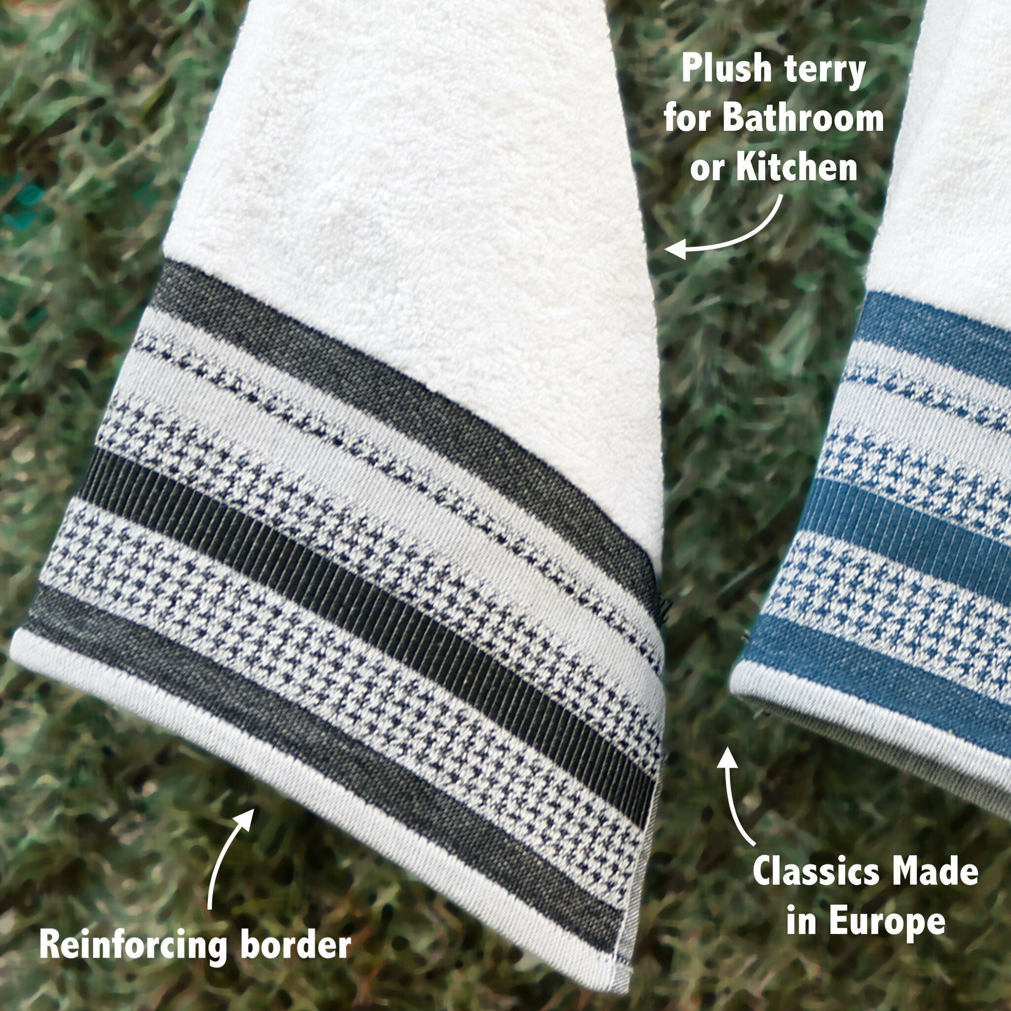 Luxury Terry Houndstooth: Bath Or Kitchen Towels