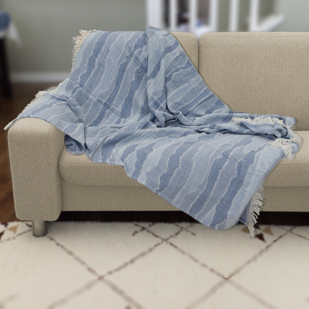 Waves: Wearable Throw in Cotton Gauze-2 Colors