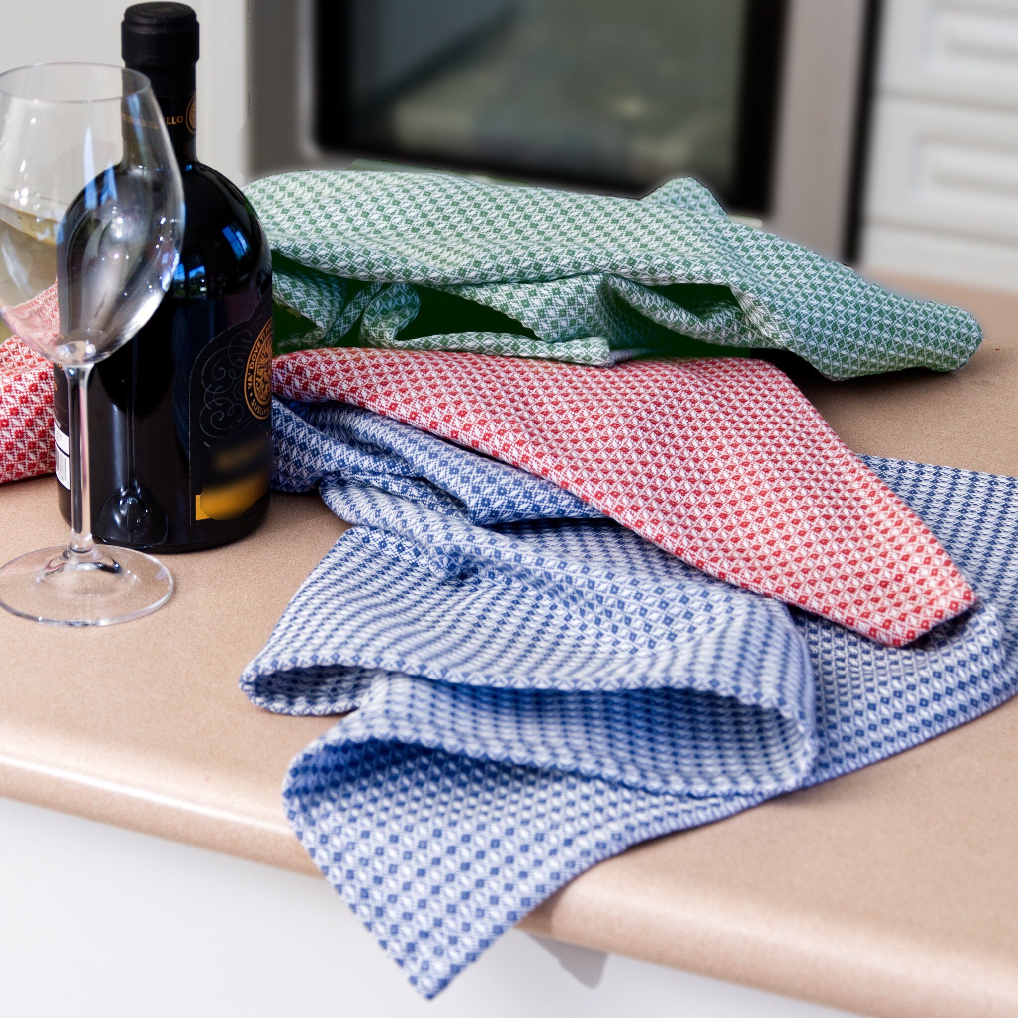 Diamond Waffle Kitchen Towels - Set/33