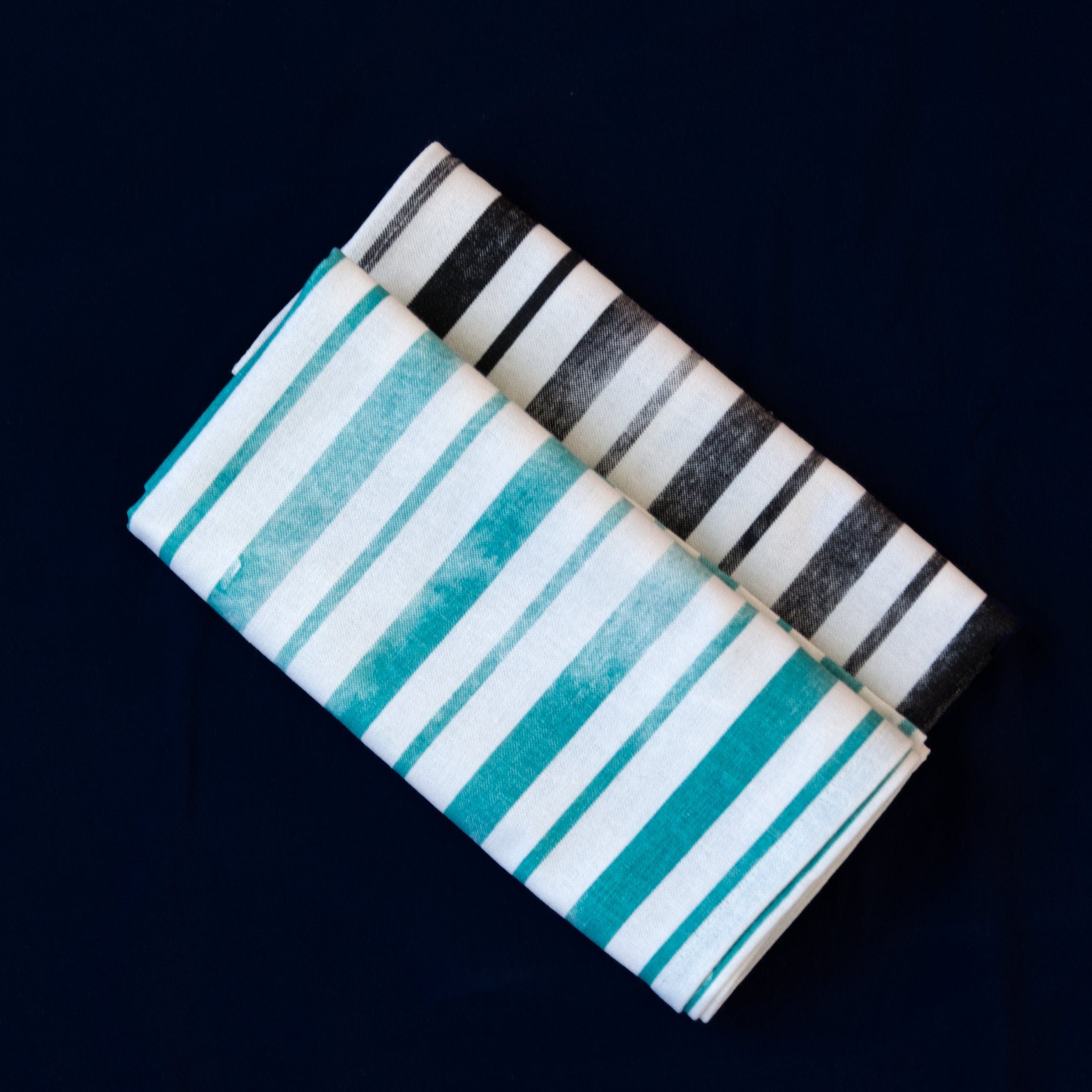 Torchons à rayures délavées - Lot de 2