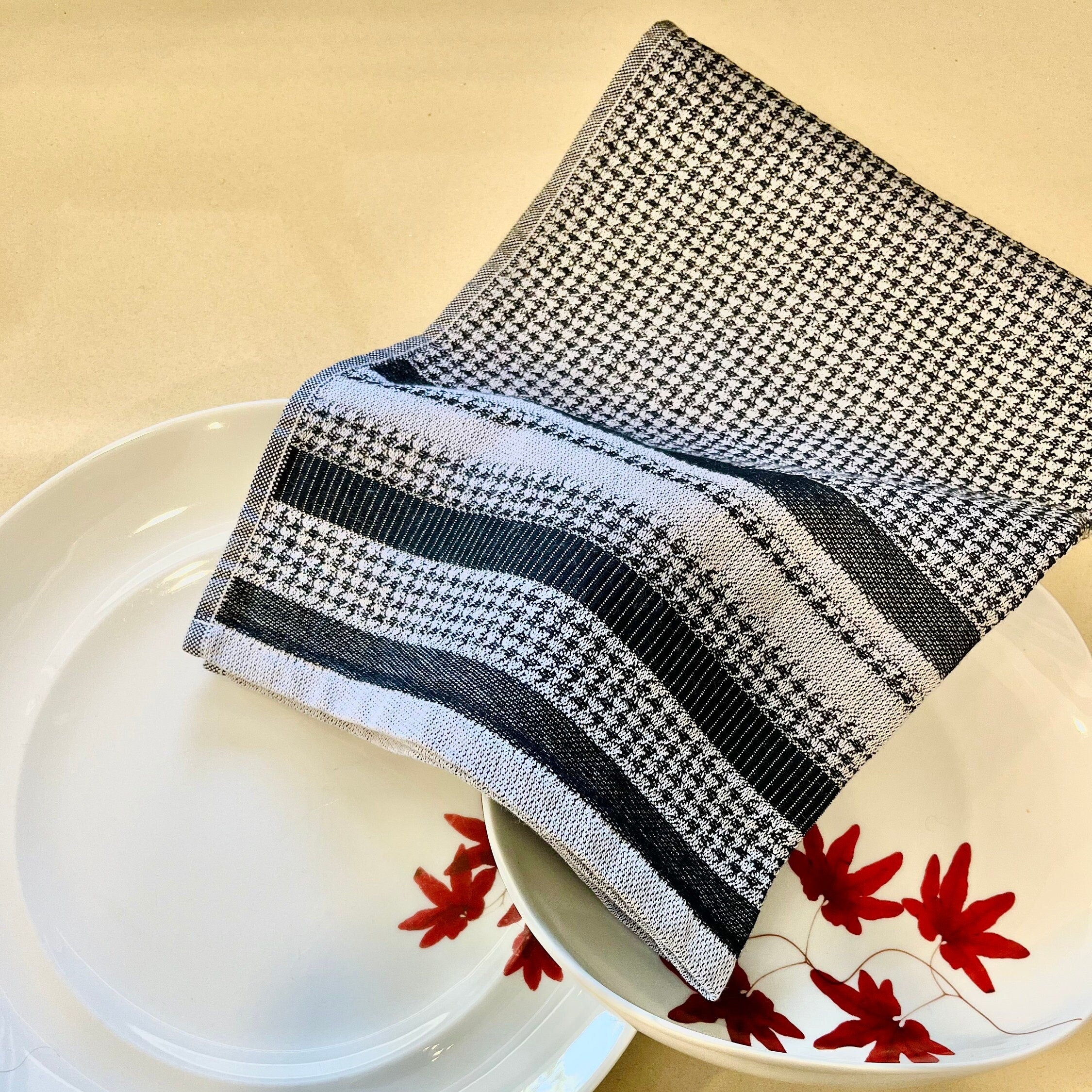 Houndstooth Flat Terry Jacquard Tea Towels-Set/ 2