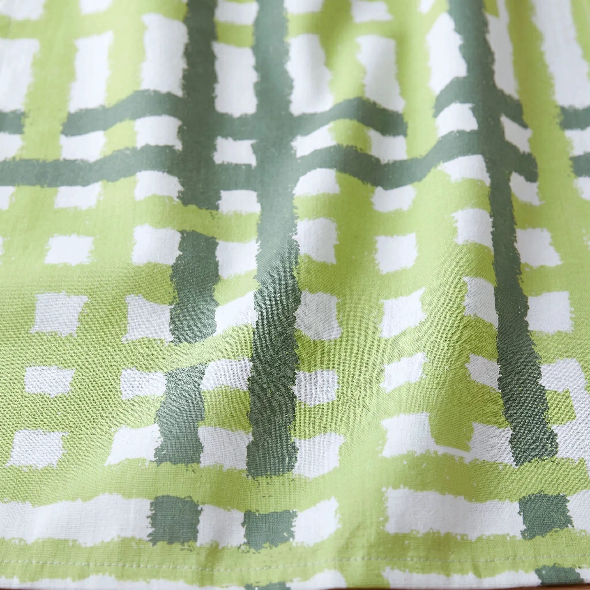 cotton kitchen towel  with green and white checkered pattern from Hem And Tassel 