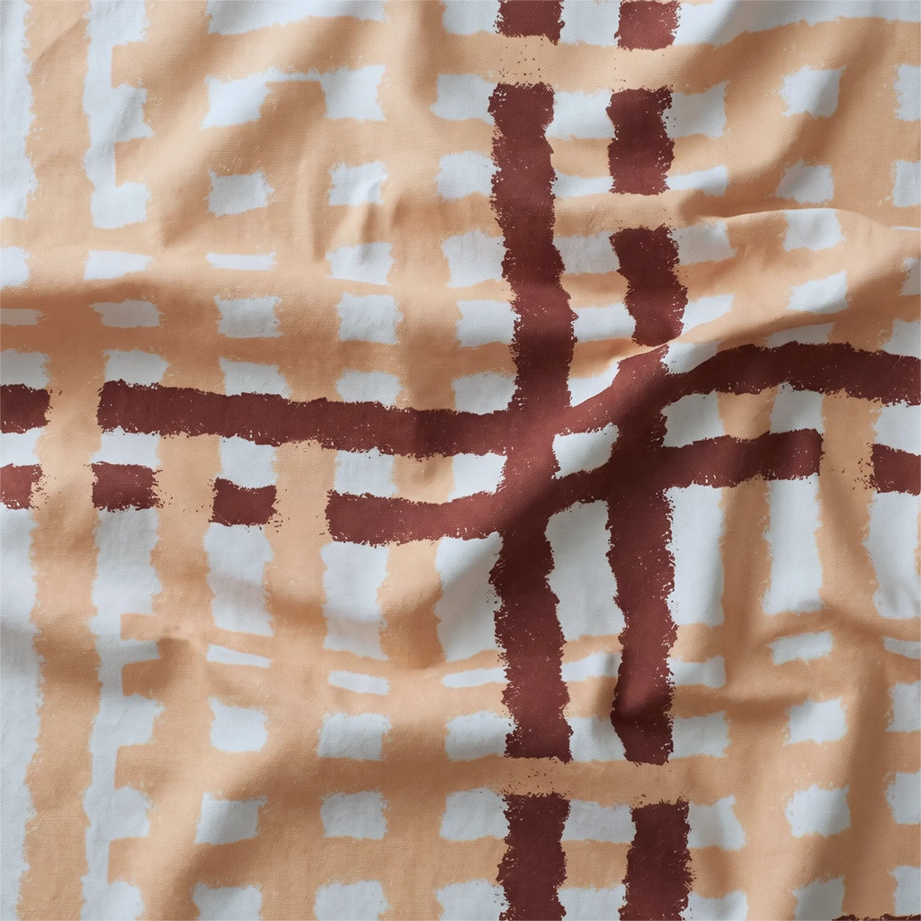 cotton kitchen towel  with a checkered pattern in brown and white from Hem And Tassel 