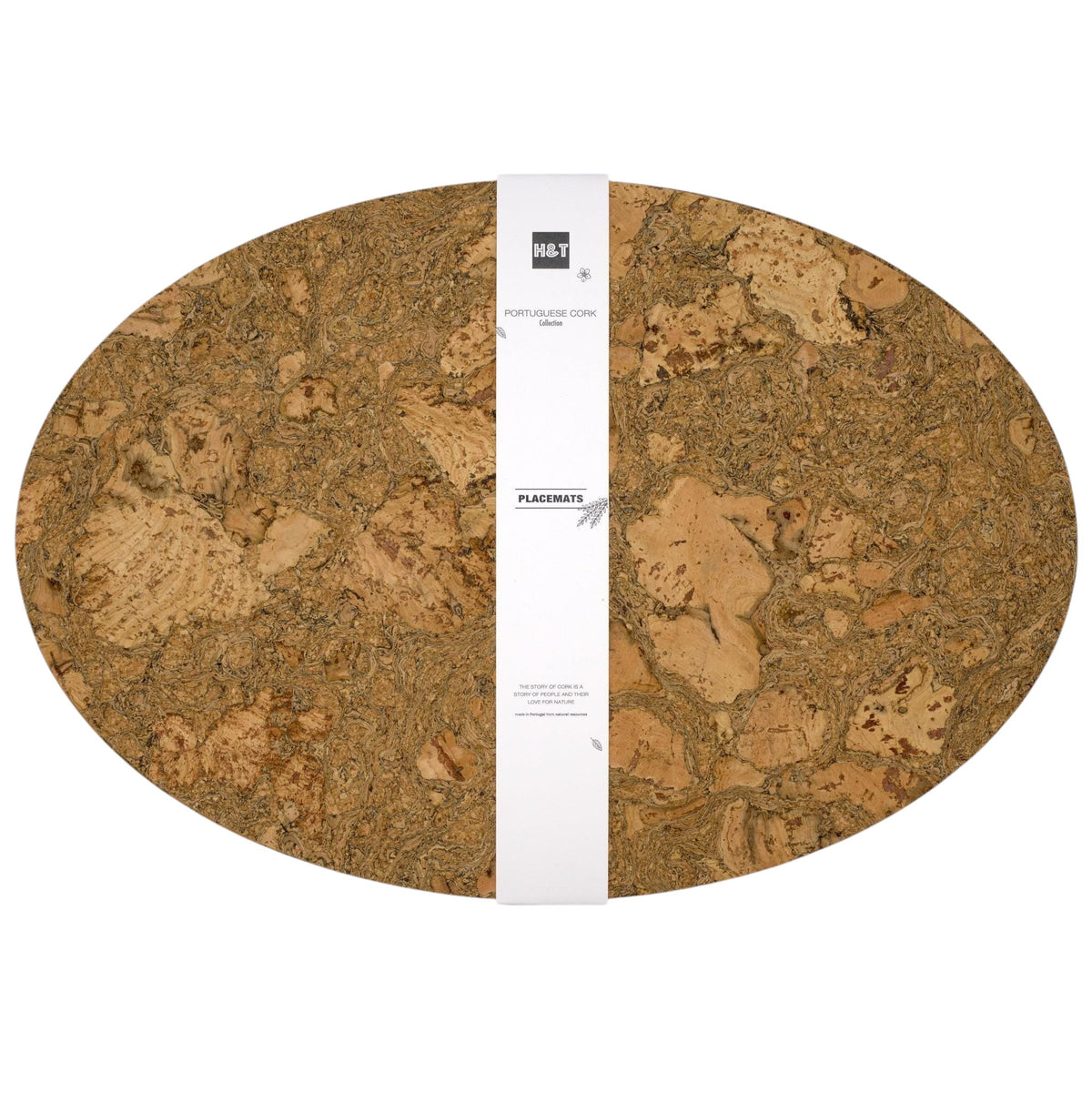 decorative bark peel oval cork placemat set banded in paper tape - from Hem And Tassel