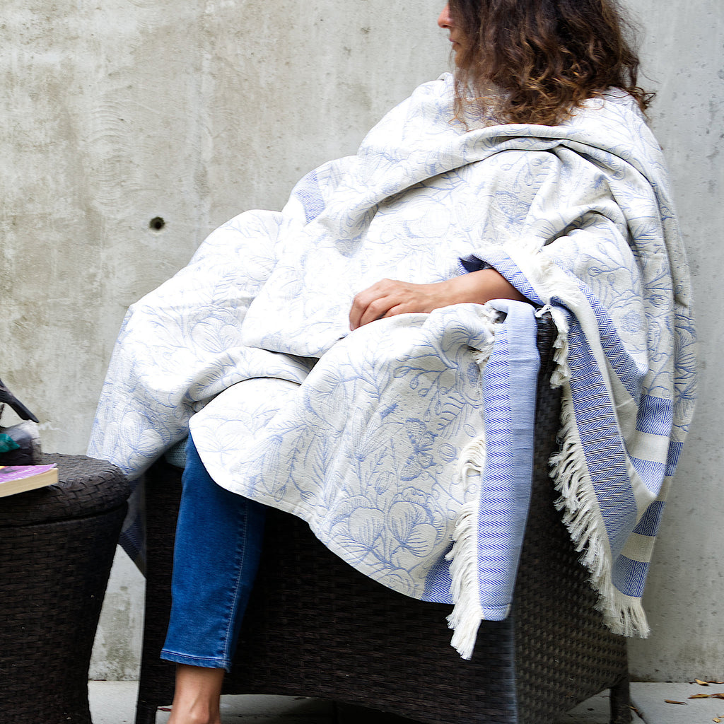 Reversible Wearable Cotton Throw: 3 Colors
