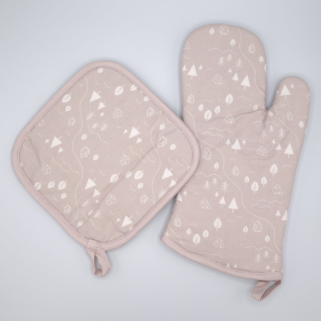 Tiny Countryside-Oven Mitt and Pot Holder in 4 Colors