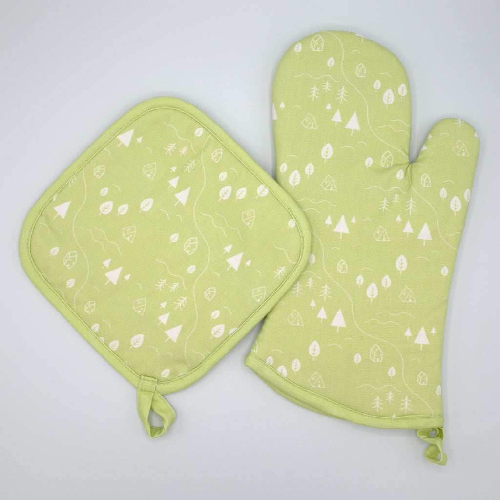 Tiny Countryside-Oven Mitt and Pot Holder in 4 Colors
