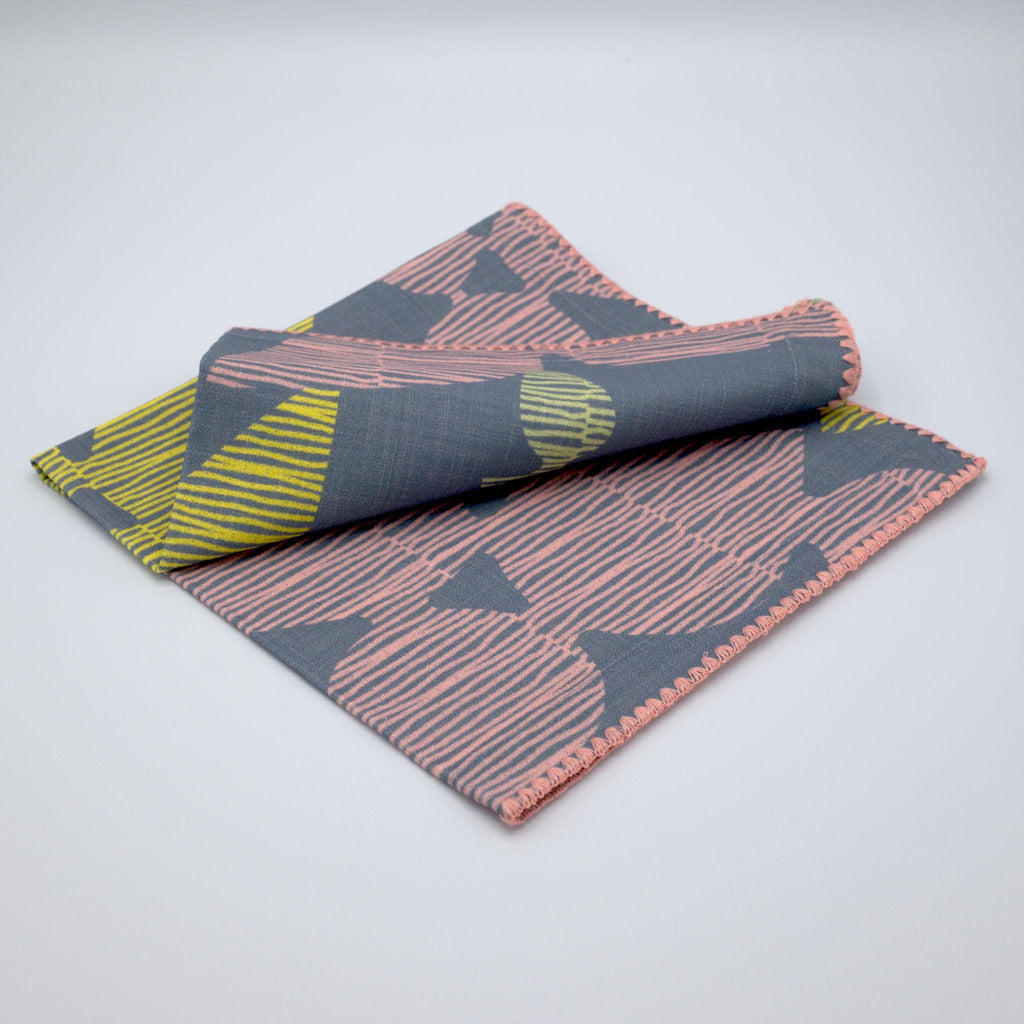 Winter and blush Pure Cotton Dinner Napkins 'Celebration' design by Hem And Tassel on a light gray background