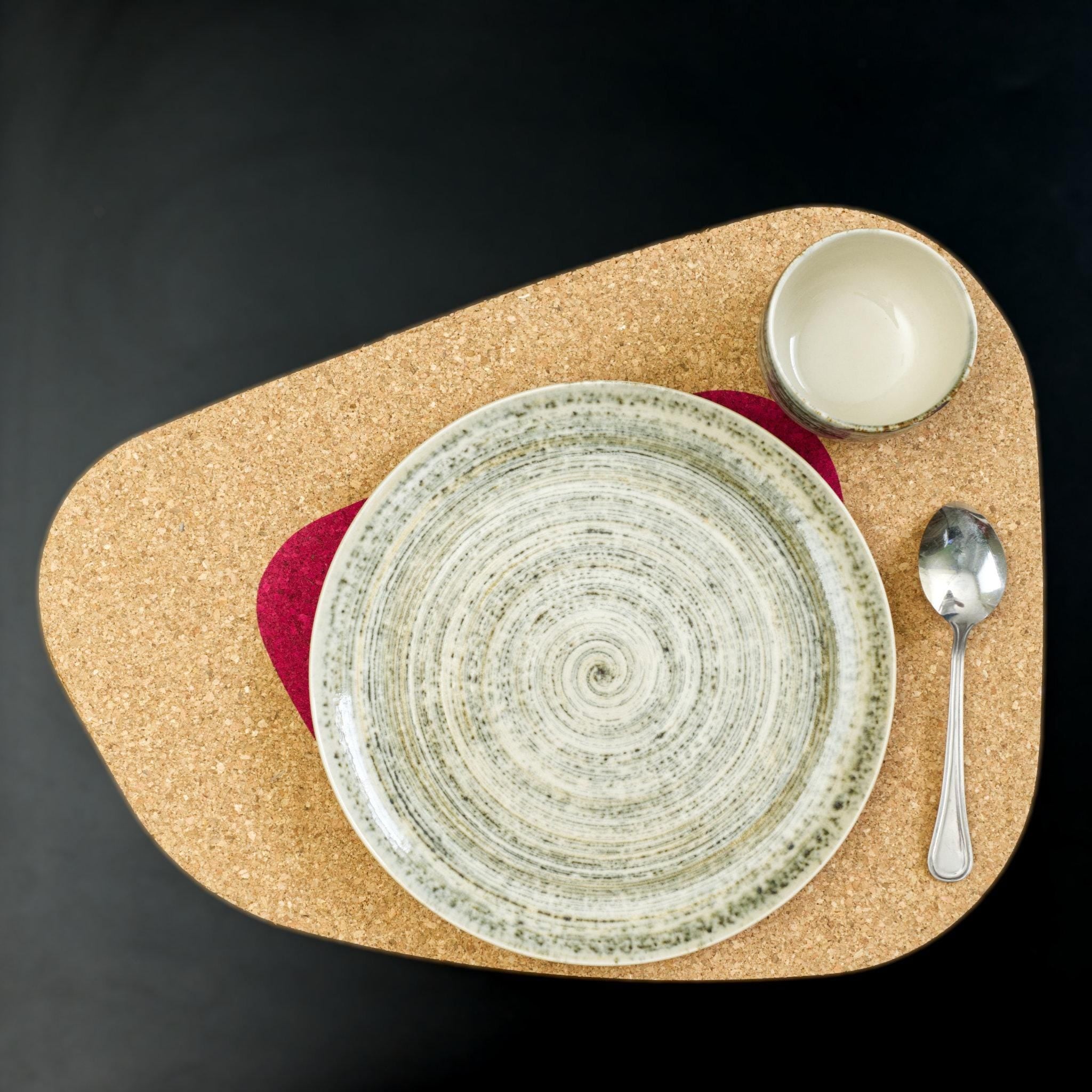 Oversize Kidney Bean Cork Placemat-4 Colors