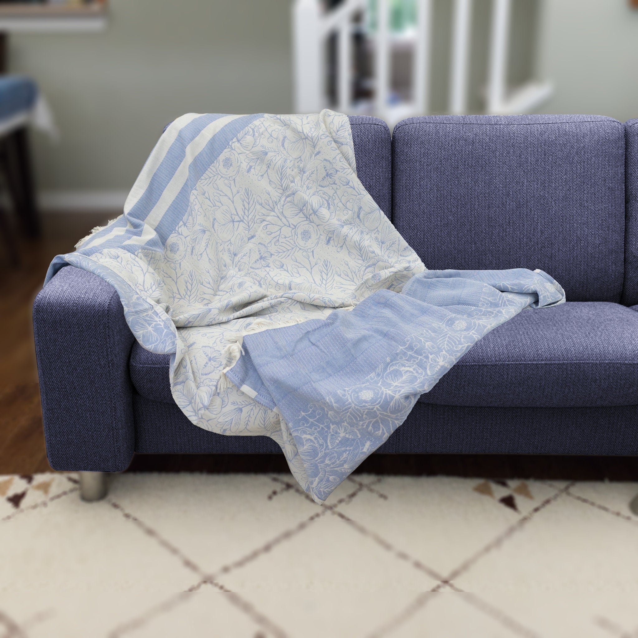 Reversible Wearable Cotton Throw: 3 Colors