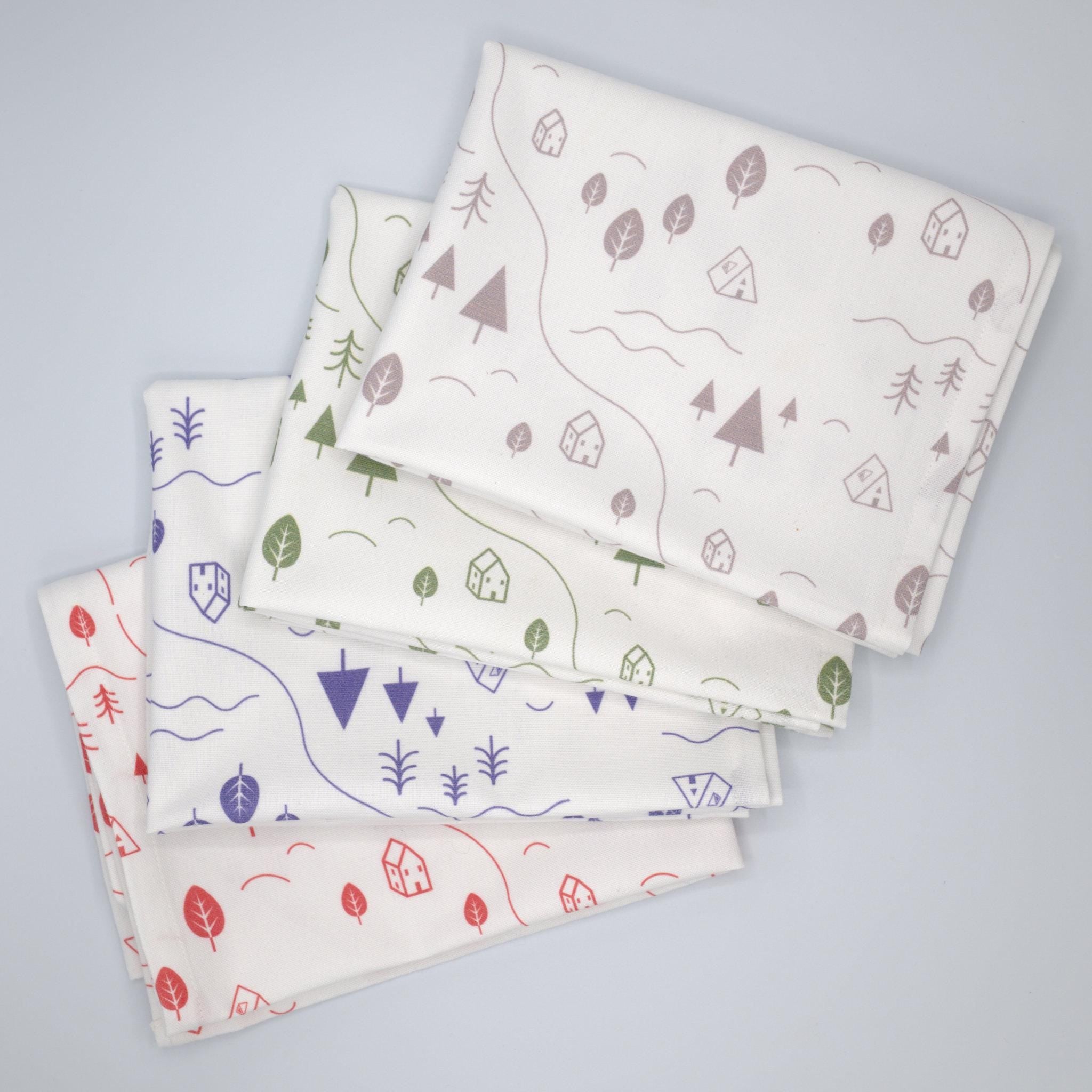 Tiny Countryside Tea Towels; 4 Colors
