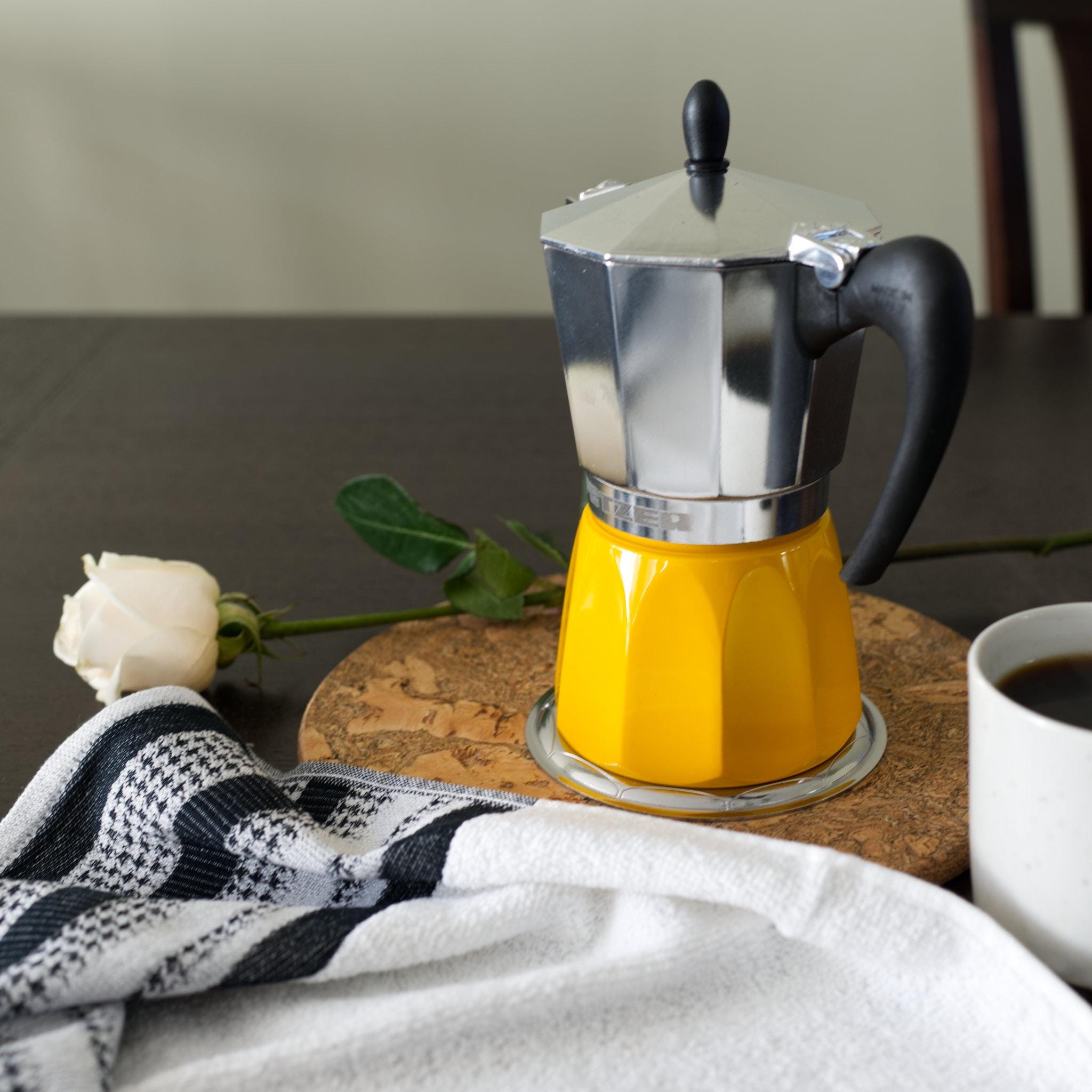 Dolce! Moka Pot-Induction-Ready Colored Stainless Steel Boiler