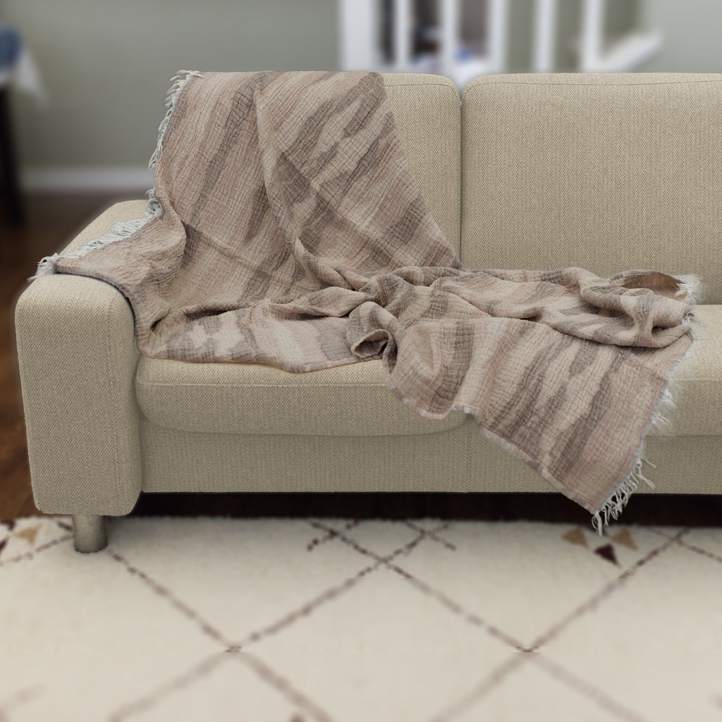 Waves: Wearable Throw in Cotton Gauze-2 Colors