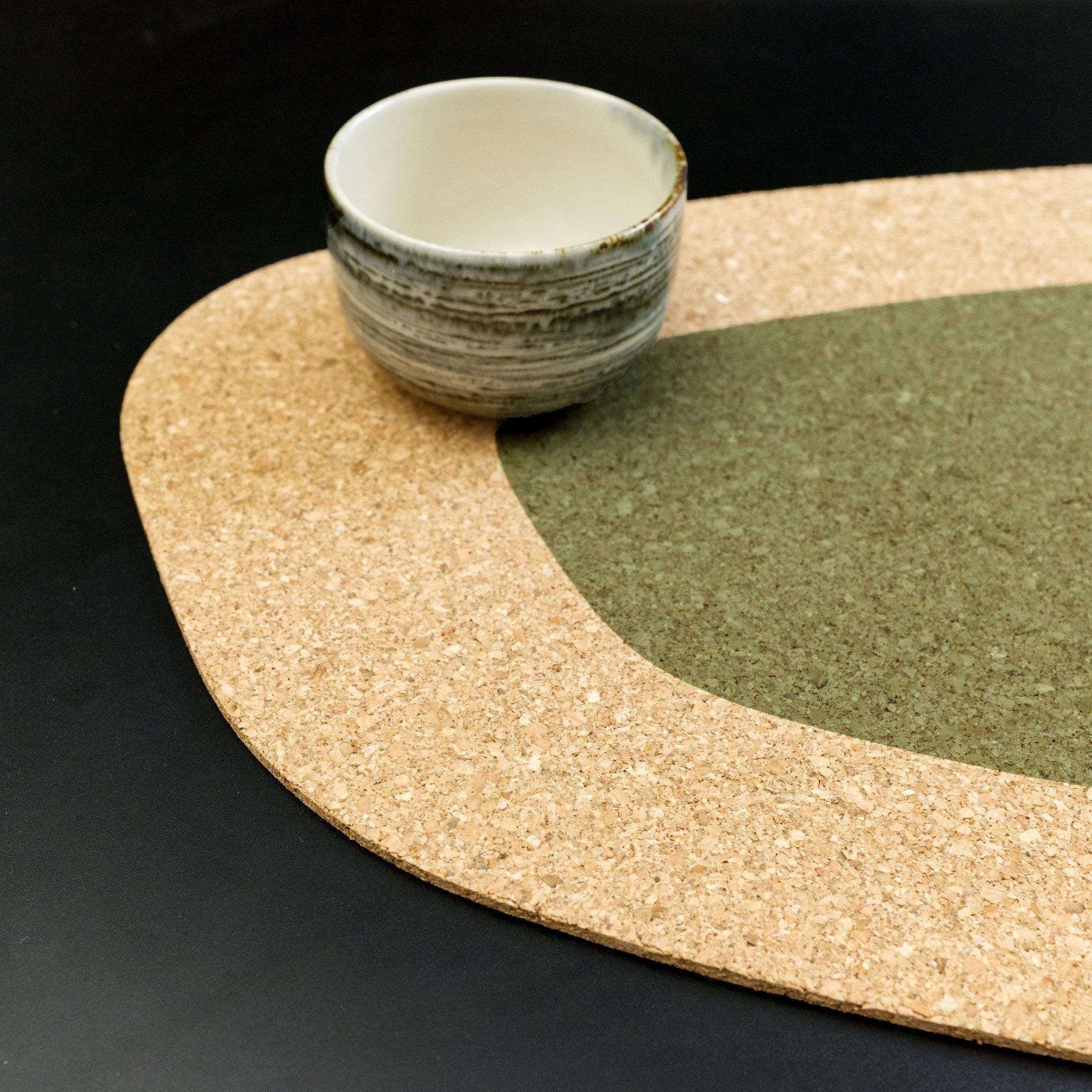 Oversize Kidney Bean Cork Placemat-4 Colors