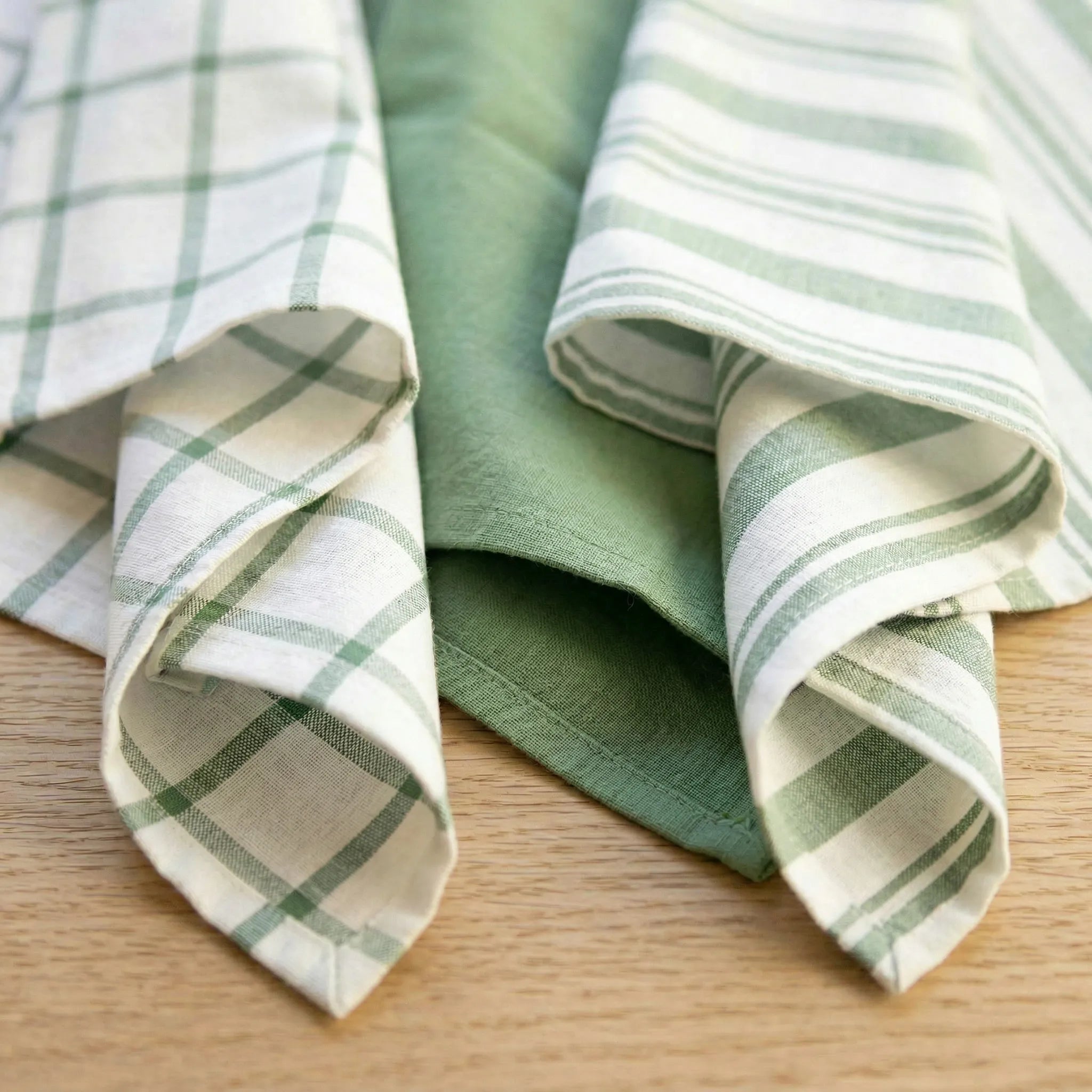 decade classics turf kitchen towels of 100% cotton -  close up from Hem And Tassel