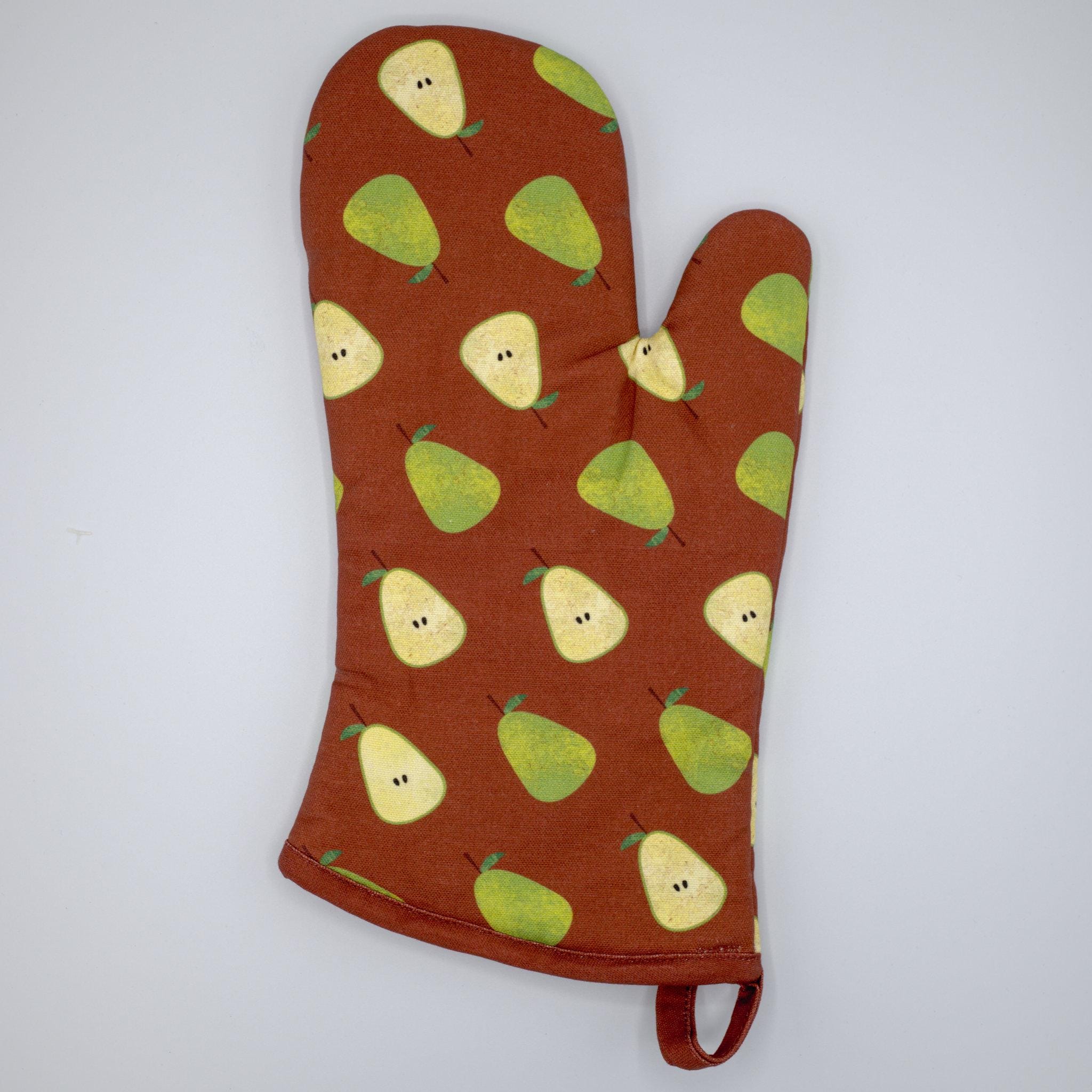 Oven mitt with faded pear pattern from Hem And Tassel on a white background