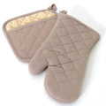 grill and drill quilted cotton oven mitt and pot holder in chateaux grey against a white backdrop - from Hem And Tassel