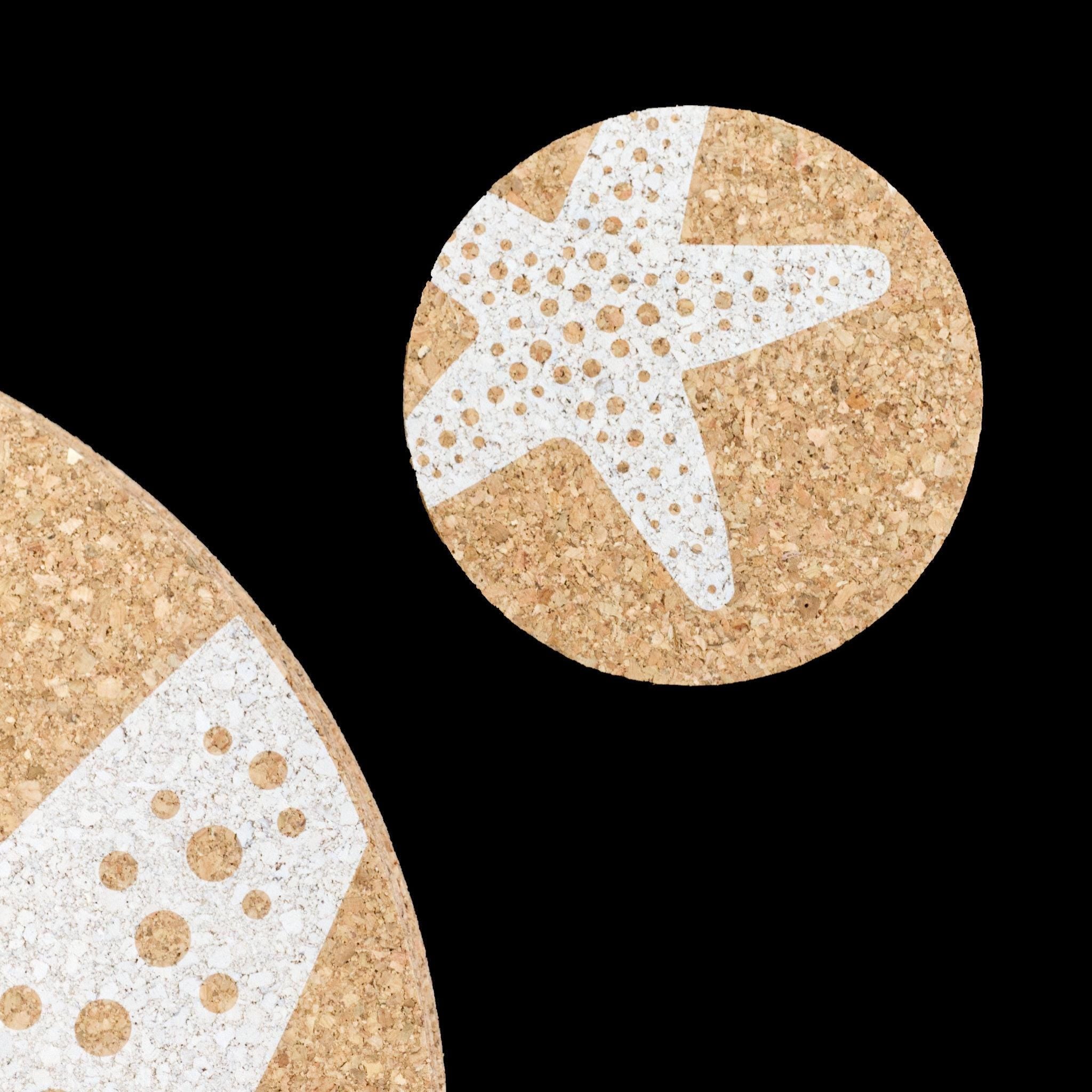 home by the sea cork starfish coaster and placemat from Hem And Tassel on black background