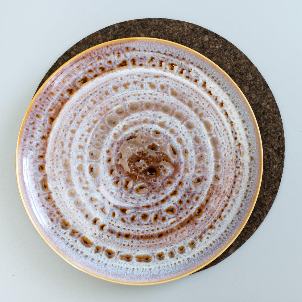 matt black black cork placemat from Hem And Tassel with plate on top on light grey background