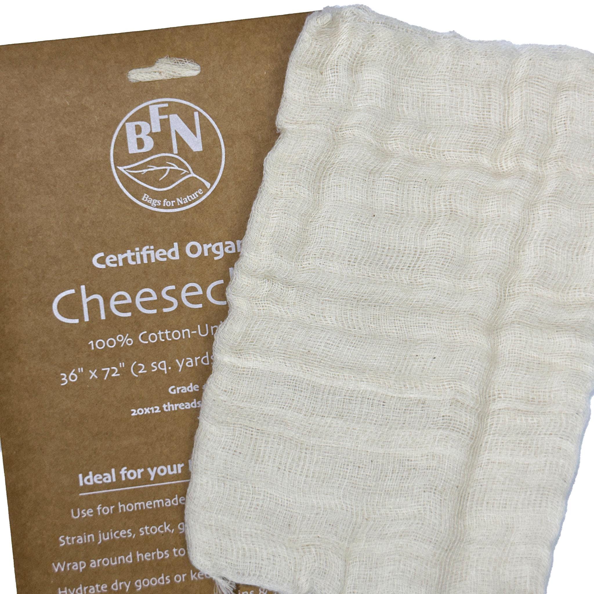 Cheesecloth with BFN Certified Organic packaging on a white background
