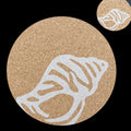 shell home by the sea cork placemat from Hem And Tassel with matching coaster on black background