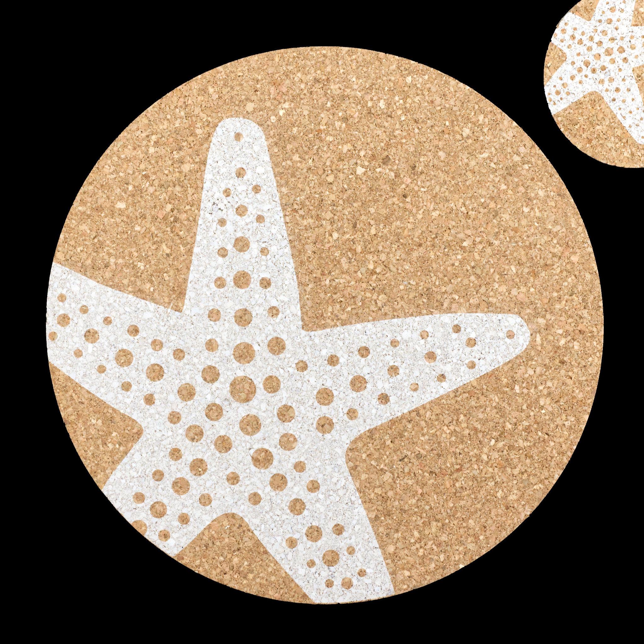 starfish home by the sea cork placemat from Hem And Tassel on black background