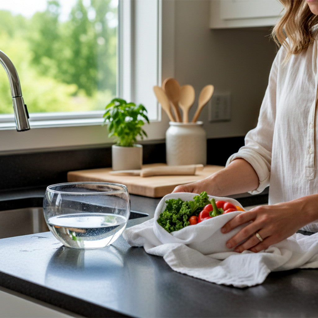 Torchons en coton | Blancs | Disponibles en 2 tailles (lots) | Texture froissée | Très absorbants et résistants | Solides | 100 % coton | Ourlet à pompons