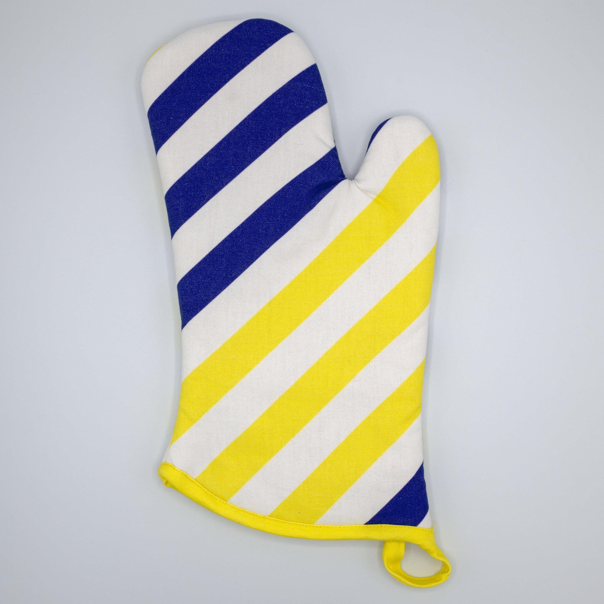 yellow piano design cotton oven mitt on grey background from Hem And Tassel