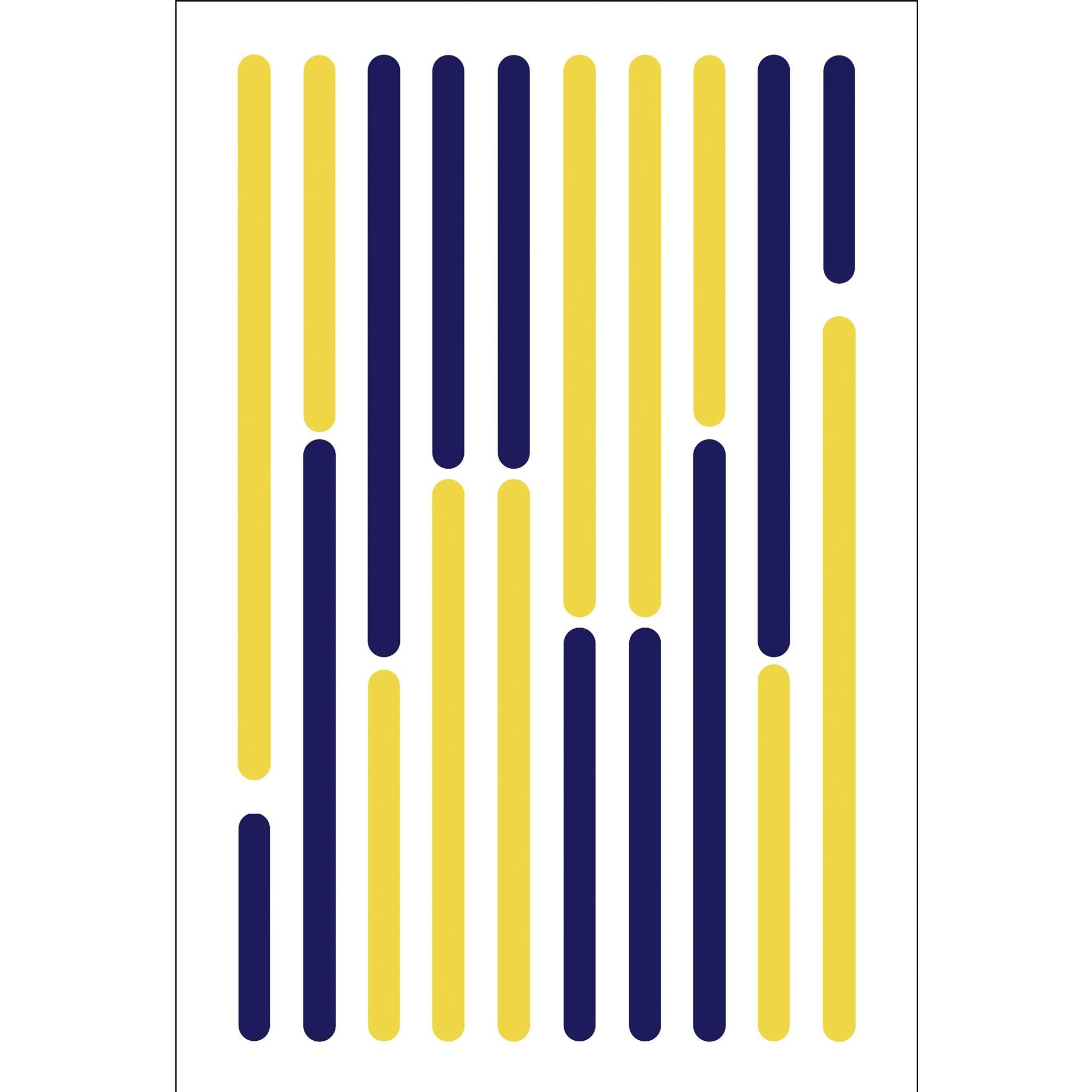 yellow piano tea towel simulated art Pattern of alternating blue and yellow vertical bars on a white background from Hem And Tassel 