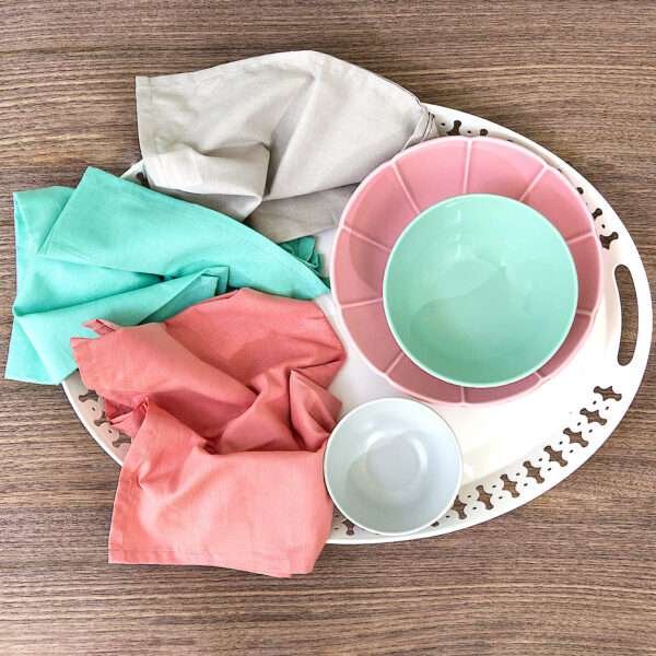 Superfine Breezy Cotton Towels,Yarn Dyed, Showing Assorted, in 3 Dusty Colors shown on a table
