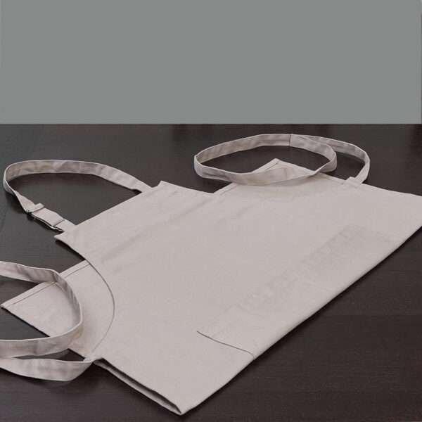 grill and drill Pro-grade, heavy duty, drill cotton cooking and baking Apron, in in grey with divided pocket and with adjustable neck straps