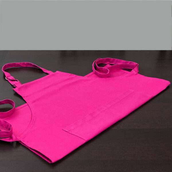 grill and drill Pro-grade, heavy duty, drill cotton cooking and baking Apron, in in fuchsia with divided pocket and with adjustable neck straps