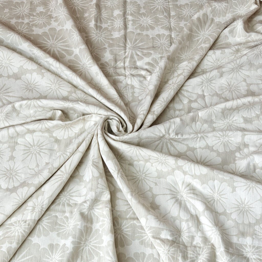 Throw From Europe 100% Cotton Reversible Jacquard Bloom beige color Fanned out