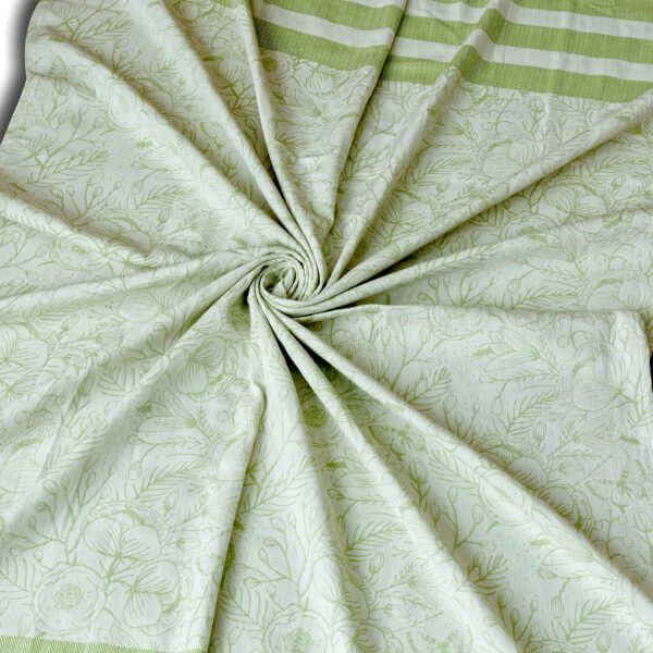Throw From Europe 100% Cotton Reversible Jacquard Garden pattern in turf Green