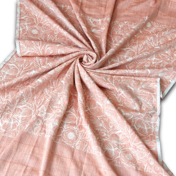 Throw From Europe 100% Cotton Reversible Jacquard Garden pattern in Rust color Fanned out