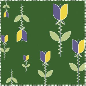 Lip Tu Lip design napkin with green ground with purple tulip flowers