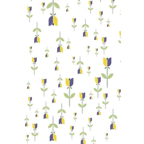 simulated kitchen towel showing Lip TuLip design in purple from hem and tassel