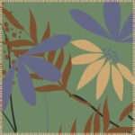 simulated image of Pollen up design napkin with turf ground with buff flower from hem and tassel