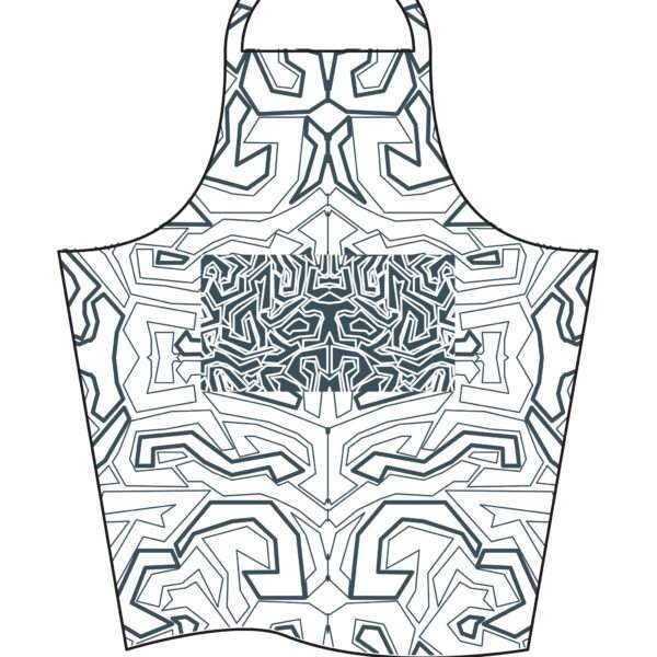 simulated image of squiggles design apron in oil