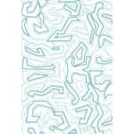 simulated image of towel in Squiggles geometry design, in blue color from hem and tassel