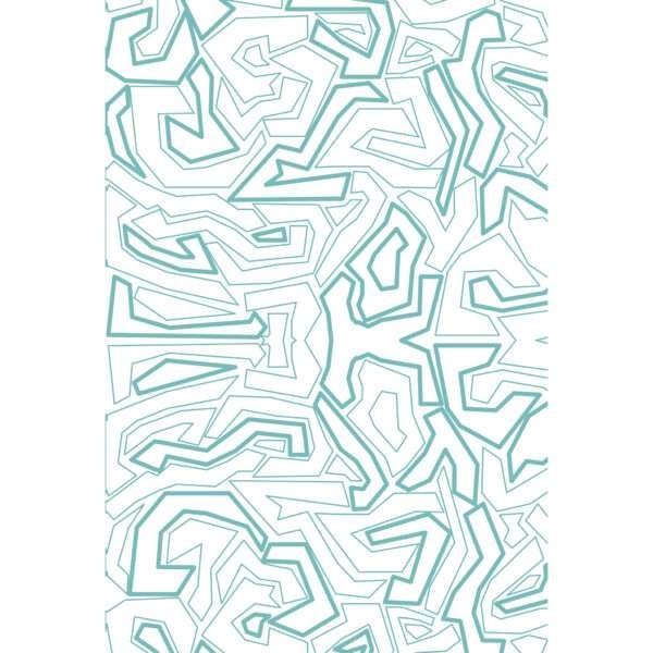 simulated image of towel in Squiggles geometry design, in blue color from hem and tassel