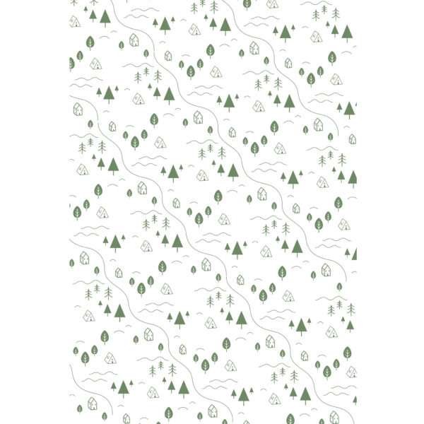 simulated image of kitchen towel in Tiny Countryside design, in turf color