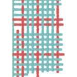 Simulated image of kitchen towel from hem and tassel in checked Jute Impossible design in blue color