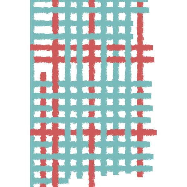 Simulated image of kitchen towel from hem and tassel in checked Jute Impossible design in blue color