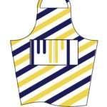 simulated image of yellow piano design apron