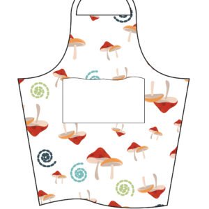 simulated image of magic mushroom design apron