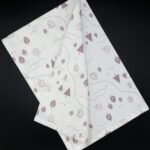 Flat folded kitchen towel in Tiny Countryside design, in slate color