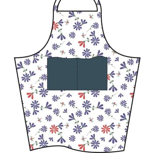 simulated image of shy dragonfly apron in purple