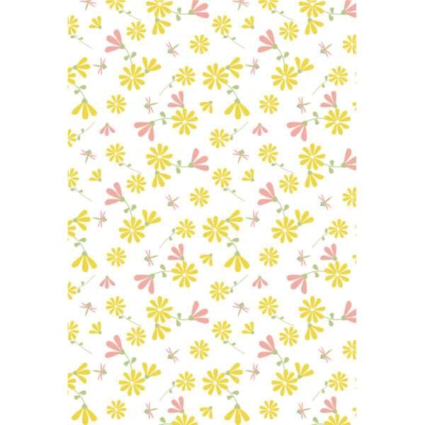 simulated image of shy and hiding dragonfly towel in blush and yellow